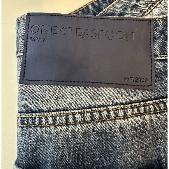 One Teaspoon Saints Jeans Women Size 26‎ Blue Distressed Bohemian Button Fly New - Picture 8 of 9